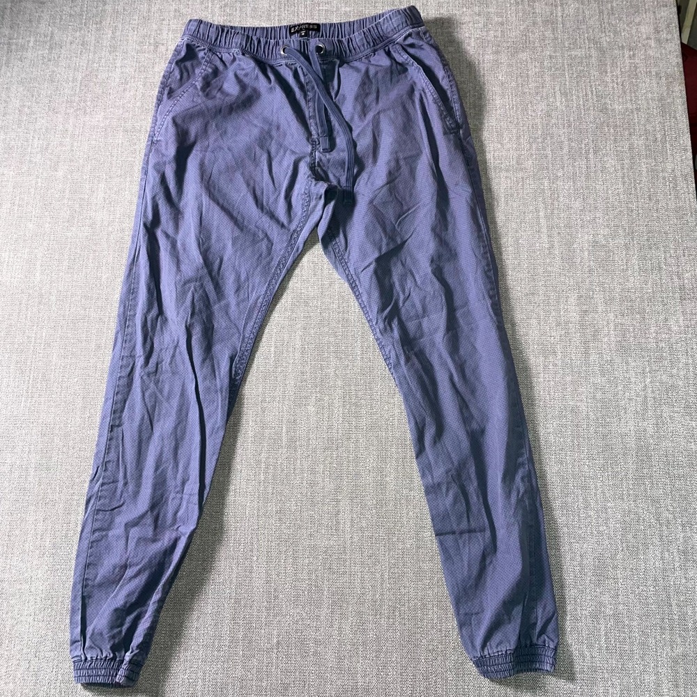 Express Joggers Pants Mens Medium Blue Mid Rise Elastic Waist Gym Tapered Leg